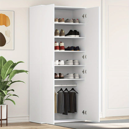 Schoenenkast – Schoenenopberger – Schoenenrek – Halkast – Smalle Schoenenkast – Massief Houten Kast – 80x39x180 cm – Duurzaam Wit Design