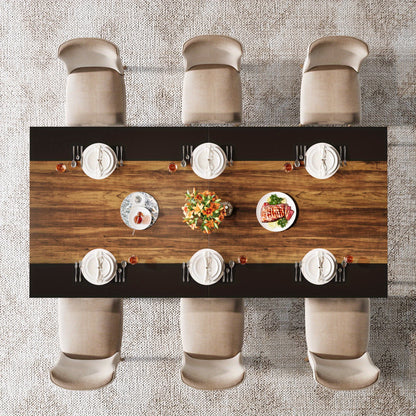Eetkamertafel – Tafel – Eettafel – Dinertafel – Familietafel – Rustiek Bruin & Zwart – 78,74 Inch Breed – Geometrisch Metaal Onderstel