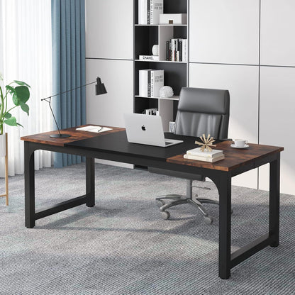 Extra Lang L-vormig Bureau – Hoekbureau – Werkplektafel – Computerbureau – Studiebureau – Ruim Werkblad 180 cm – Stabiele Metaal & Hout Constructie
