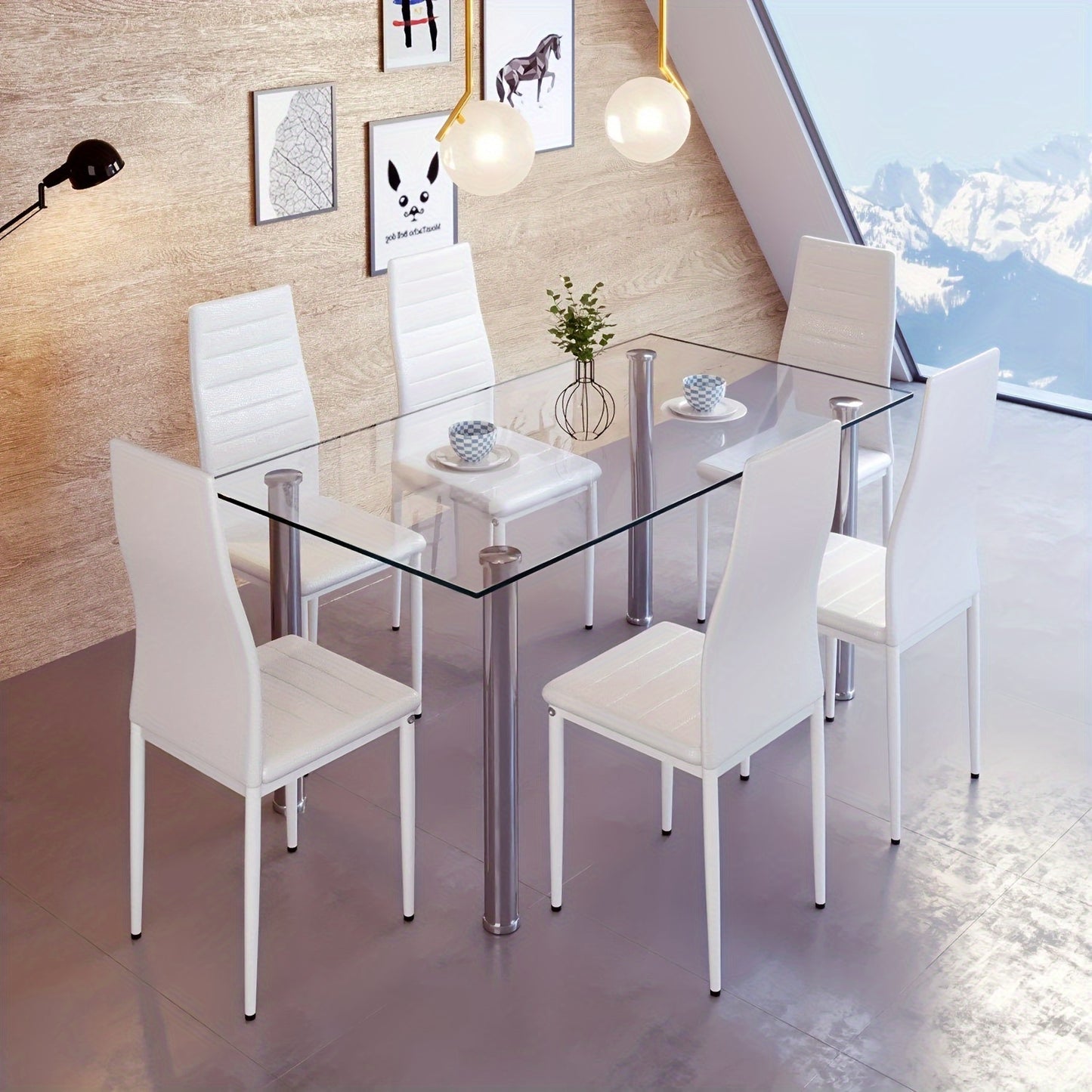 Eetkamerstoelen Set – Stoelen – Dining Chairs – Vergaderstoelen – Keukenstoelen – 6 Stuks – Kunstleren Bekleding – Ergonomische Zitting 45 cm – Krasbestendig – Metalen Frame