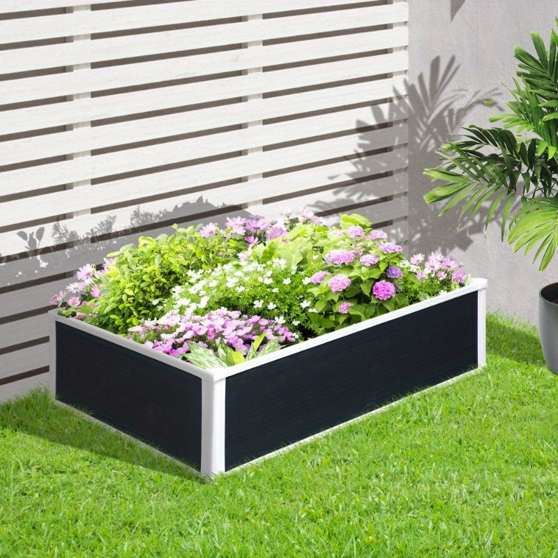 Verhoogde Plantenbak – Tuinbak – Balkonbak – Kweekbak – Plantenbak Grijs – Duurzaam Kunststof – Efficiënt Drainagesysteem – 100x80x30 cm – Weerbestendig Design