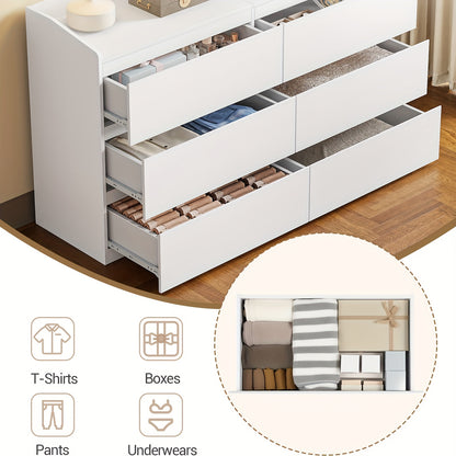 Ladekast – Commode – Kast – Opbergkast – Dressoir – 6 Lade(s) – Wit – Ruime Opbergruimte – Geruisloze Ladegeleiders