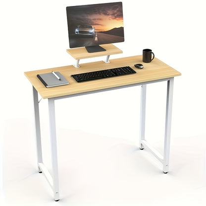 Space-Saving Office Desk 80x40x75cm With Monitor Mount | Nordic Home Office Desk Compact 40cm Width | 80x40cm Slim Desktop Fits 27-inch Monitor + Laptop