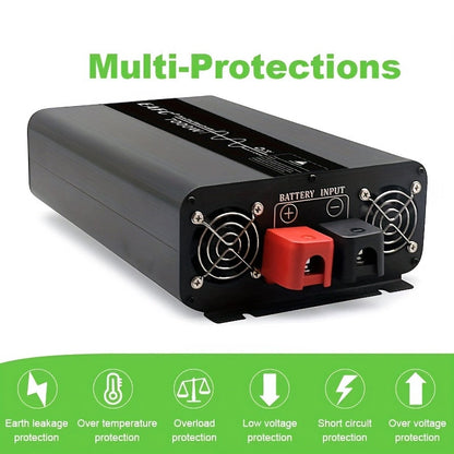 Zuivere Sinusomvormer – Stroomomvormer – Spanningsomzetter – DC-AC Converter – 5000W Omvormer – 12V Naar 220V – Zuivere Sinusgolf – Veiligheidsbescherming