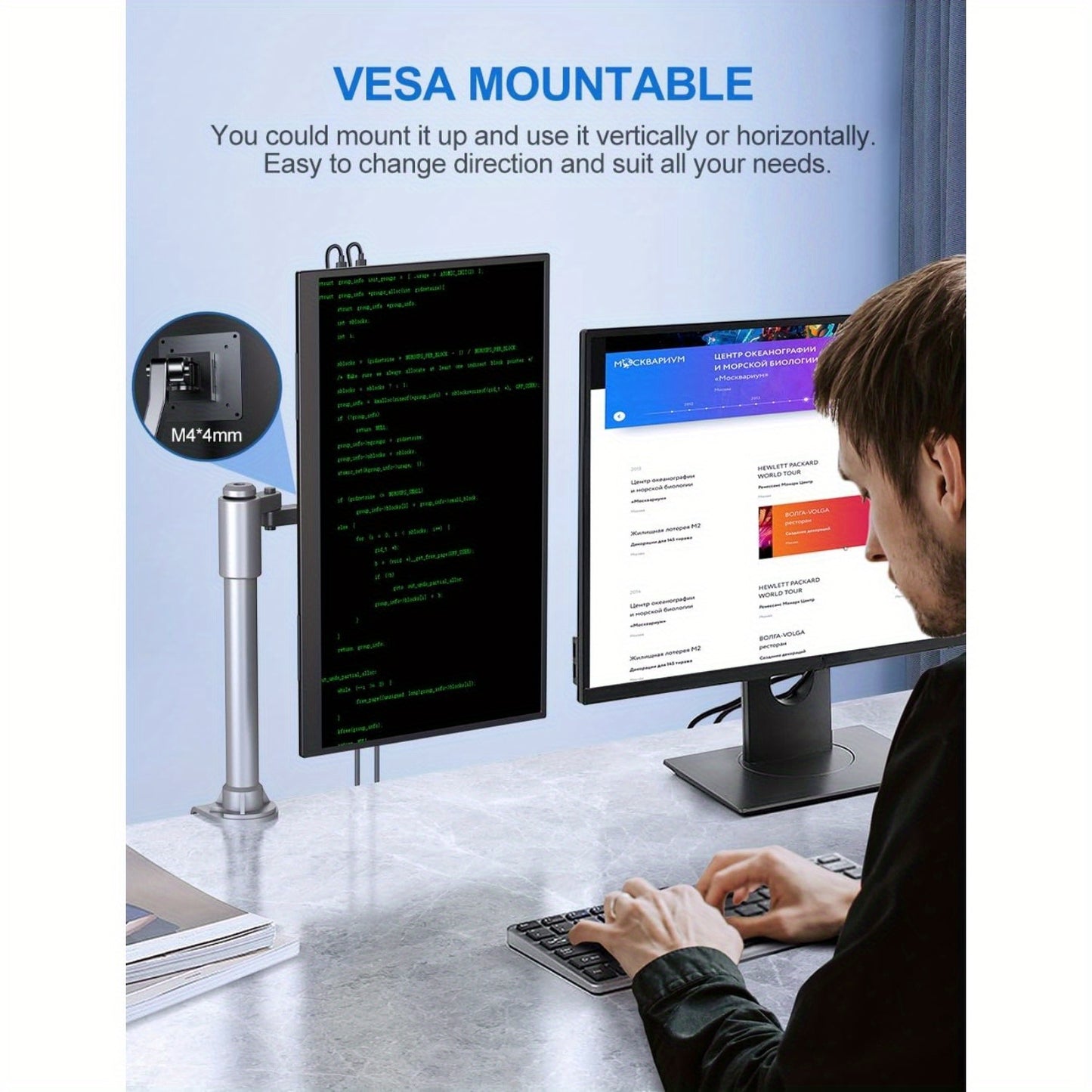 Portable Monitor – Draagbaar Scherm – Extra Laptop Scherm – USB-C Monitor – IPS Beeldscherm – 18,5 Inch – Full HD 1080p – 120Hz Verversingssnelheid