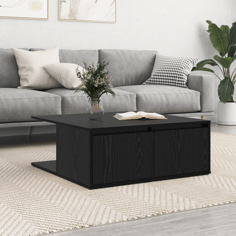 Coffee table met lade met opslag Black Oak 80 x 80 x 31cm Edited Wood Removable, suitable for indoor use and suitable for all seasons