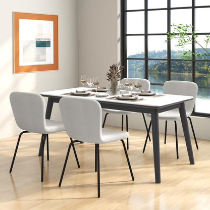 Eetkamerstoel – Stoel – Zithoekstoel – Bijzetstoel – Kaptafelstoel – Modern Design – Metalen Frame – Fluwelen Bekleding – Ergonomisch Comfort – Verstelbare Vloerbeschermers – Set van 4 – Wit
