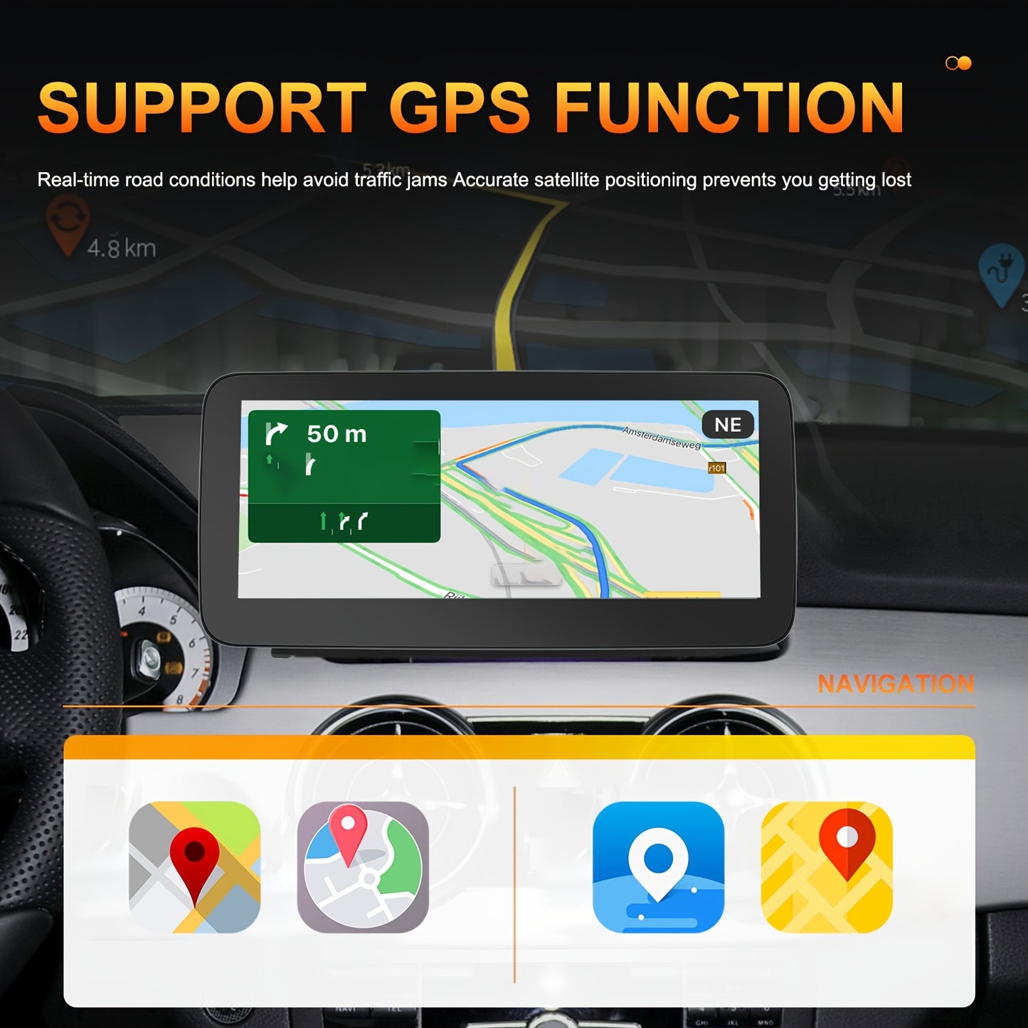 4GB (RAM)+64GB (ROM) Android 13 Double Din Car Stereo Car Audio 26.04 cm HD IPS TouchScreen 8 Core with Wireless Carplay, Wireless Android Auto, Mirror Link, Built-in WIFI/GPS/FM/DSP, Car Multimedia Player Supports 4K Video P