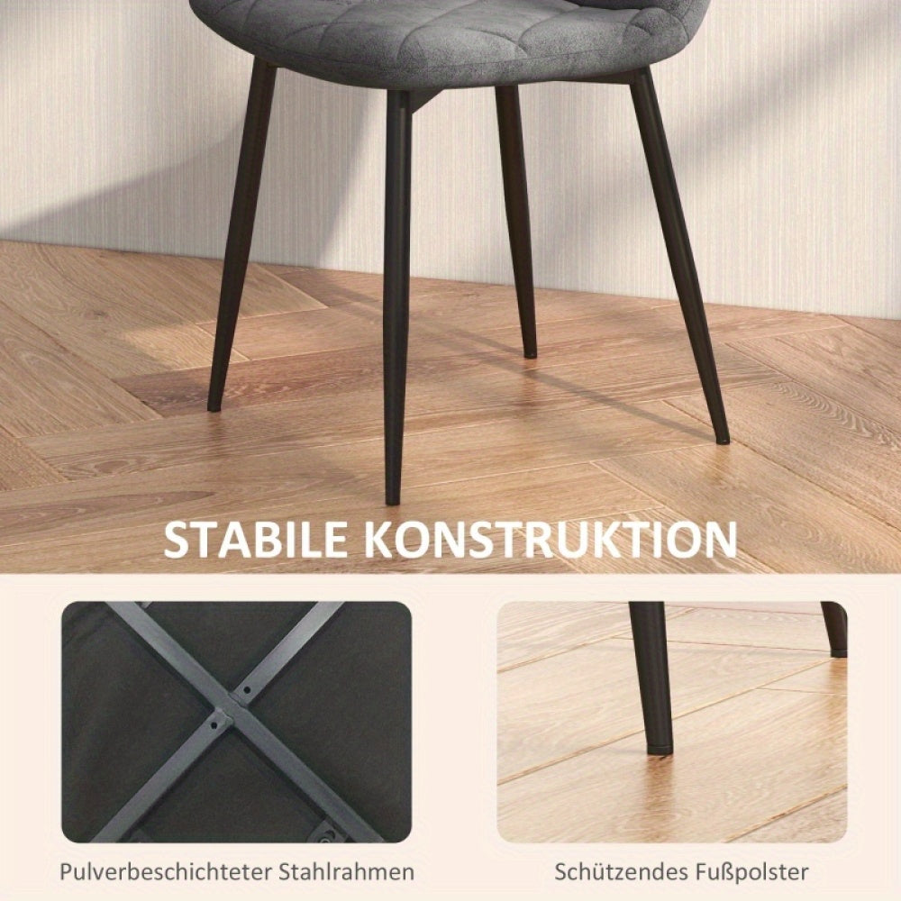Eetkamerstoelen – Keukenstoelen – Stoelen Met Rugleuning – Velvet Stoelen – Restaurantstoelen – Set Van 4 – Zachte Velvet Bekleding – Stevige Metalen Poten
