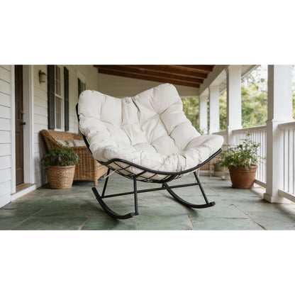 Schommelstoel – Schommelstoel Eivorm – Hangstoel – Wipstoel – Tuinstoel – Grijs – Duurzaam Houten Frame – Olie-gewreven Afwerking