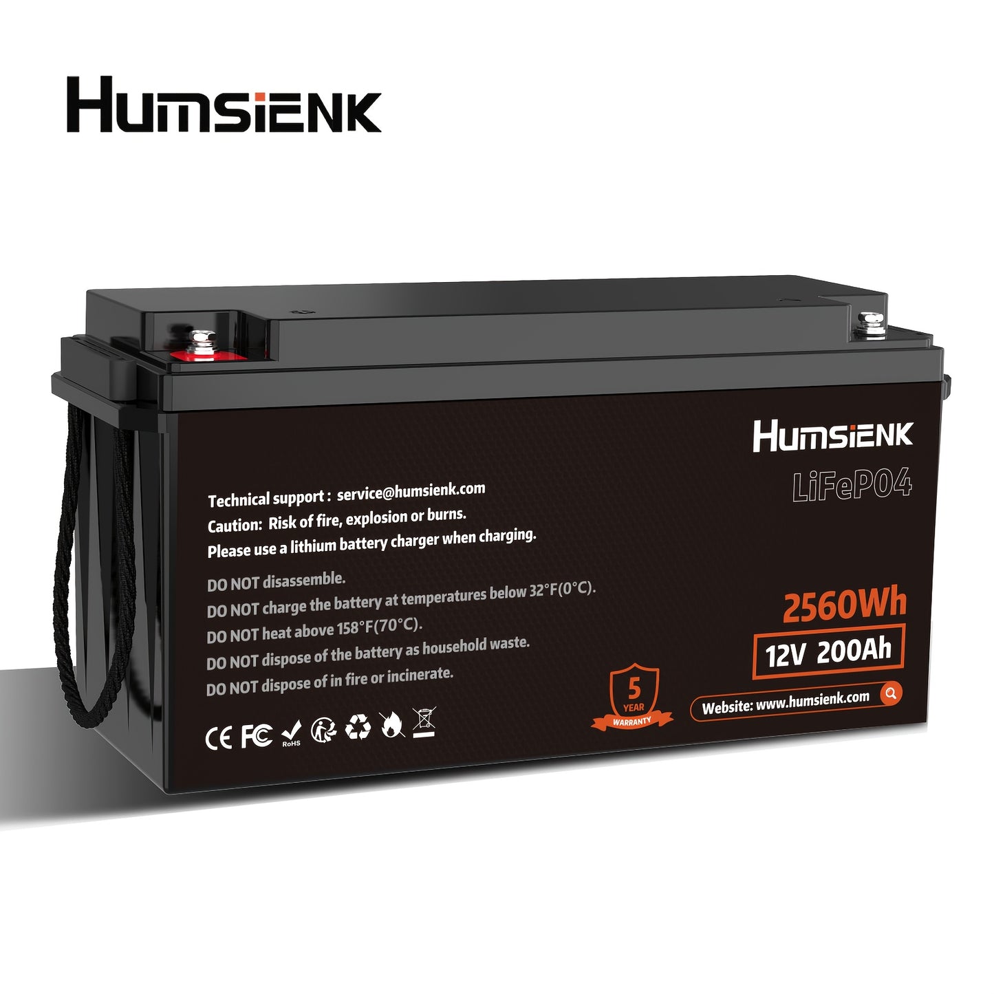 12V 200Ah LiFePO4 Accu – Lithium Batterij – Camper Accu – Caravan Accu – Zonne Accu – Hoge Capaciteit 2560Wh – 200A BMS Beveiliging