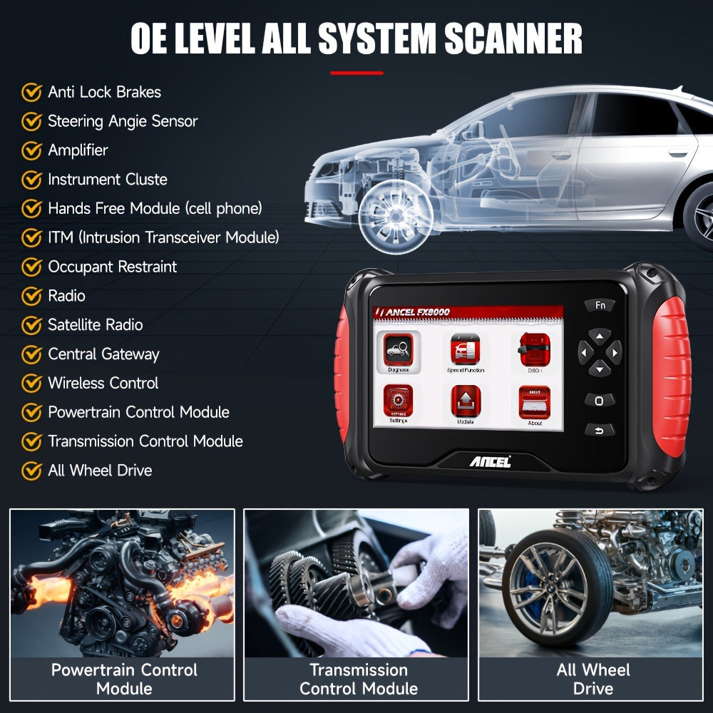 OBD2 Scanner – Auto Diagnostiek – Foutcode Lezer – Remsysteem Tester – Airbag Reset – Automatische ABS-Ontluchting – Kleurenscherm – Levenslange Updates
