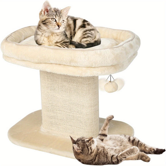 Kattenkrabpaal – Krabpaal – Kattenpaal – Krabmeubel – Kattenmeubel – Beige Variant – Afneembaar Zacht Ligvlak – Brede Sisal Krabpalen