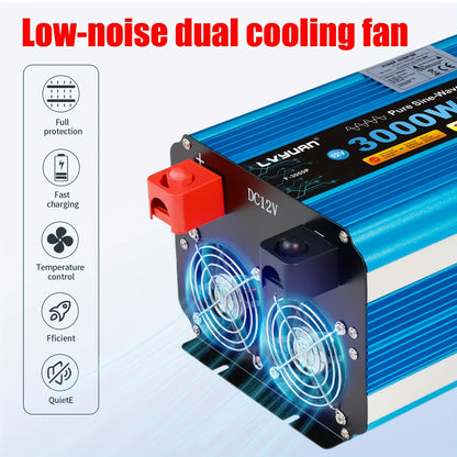 Power Inverter 24V – Spanningsomvormer – Inverter – Omvormer – Converter – 4000W Continu Vermogen – LCD Display & Afstandsbediening
