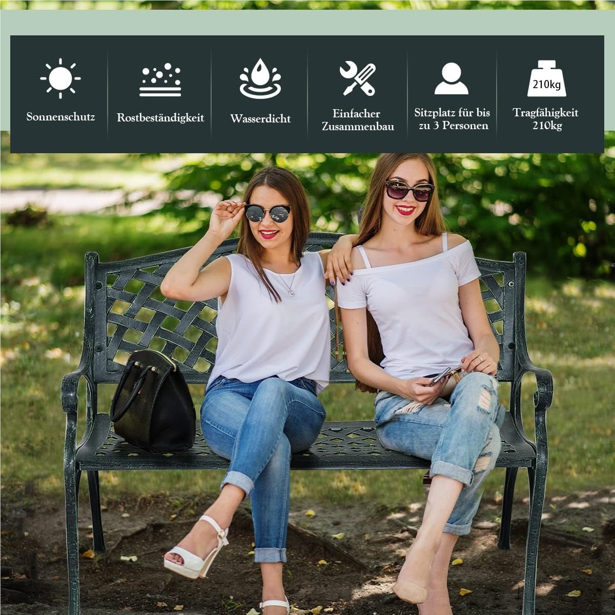Tuinbank – Buitenbank – Parkbank – Zitelement – Aluminium Bank – Weerbestendig – Ruimte voor 2 Personen – Ergonomisch Design
