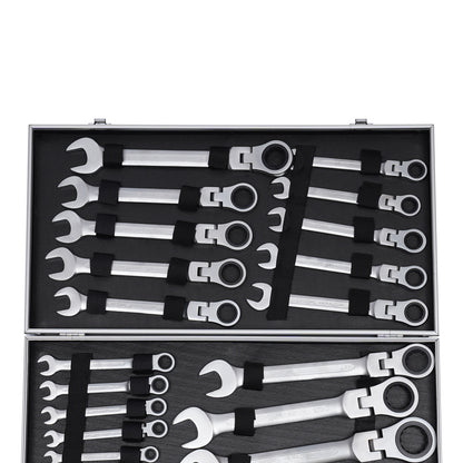 TOOL1SHOOO Professional Ratchet Wrench Set, 22 Sizes, 6mm-32mm, with Tool Box, Suitable for Industrial Electrical Maintenance and Automotive Bolt Fastening, Automotive Maintenance, Polished Finish, Durable Construction, Wrenc