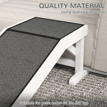 Hondenloopplank – Hondenladder – Huisdiertrap – Hondentrap – Loopplank Voor Honden – Antislip Tapijt – Geschikt Tot 30 kg – Kunststof Met Polyester Fiber – Wit Grijs