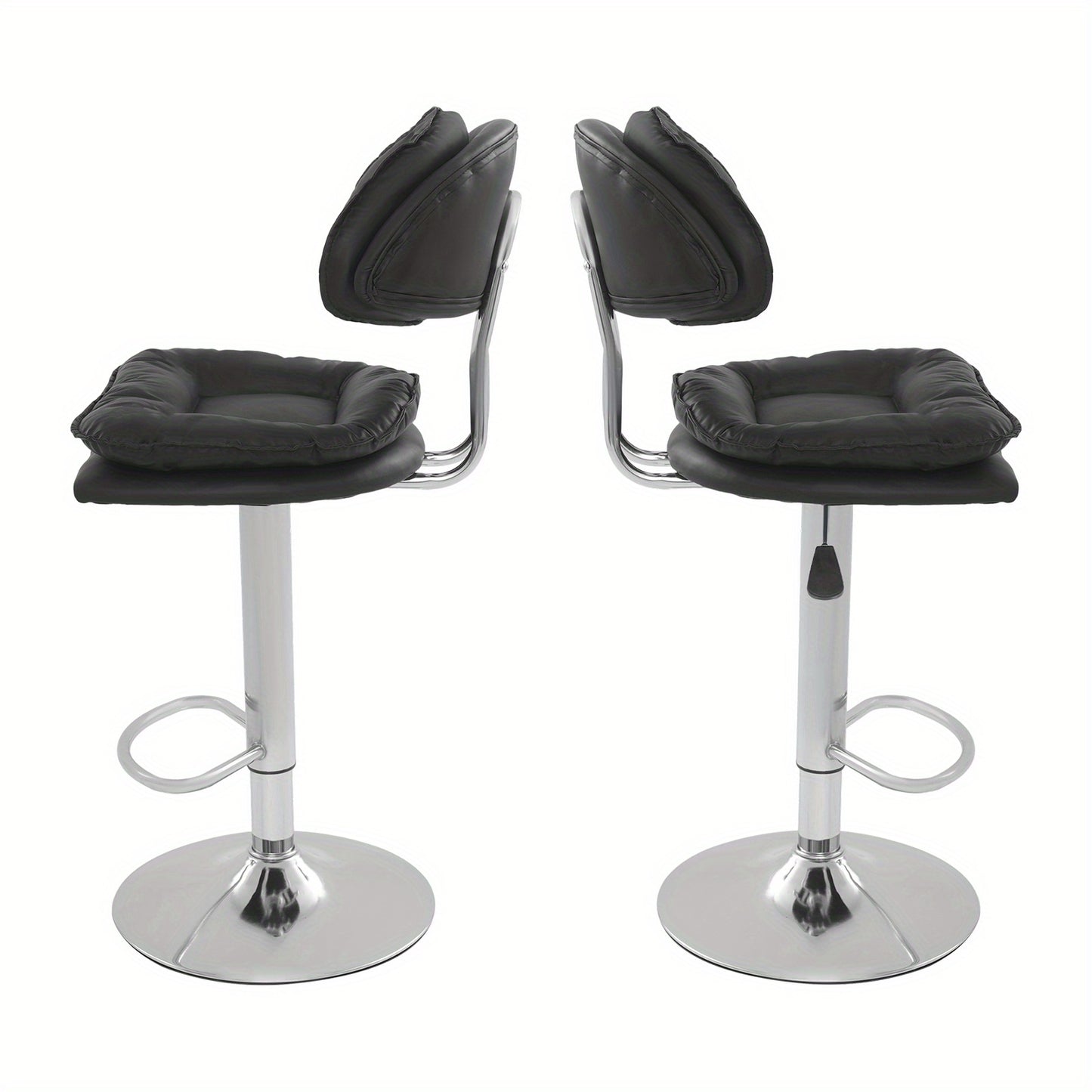 Verstelbare Kruk – Barkruk – Salonstoel – Werkkruk – Barstoel – Set Van 2 Zwart – Met Voetsteun – Ergonomisch Design – Verstelbare Hoogte 62-82 cm