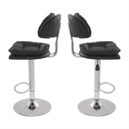 Verstelbare Kruk – Barkruk – Salonstoel – Werkkruk – Barstoel – Set Van 2 Zwart – Met Voetsteun – Ergonomisch Design – Verstelbare Hoogte 62-82 cm