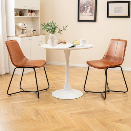 Eetkamerstoelen Set van 2 – Stoelen – Kuipstoelen – Keukenstoelen – Bistrostoelen – PU Leder Bekleding – Metalen Poten – Ergonomisch Comfort – Vintage Design Bruin