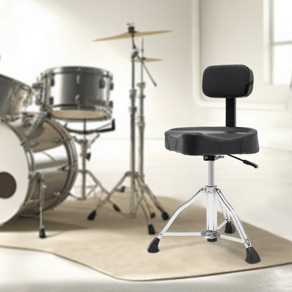 Drumkruk – Drumstoel – Drumstoel Met Rugleuning – Verstelbare Drumstoel – Drumzitting – Verstelbaar 45-60 cm – Memory Foam Zitting – Stevig Tot 120 kg