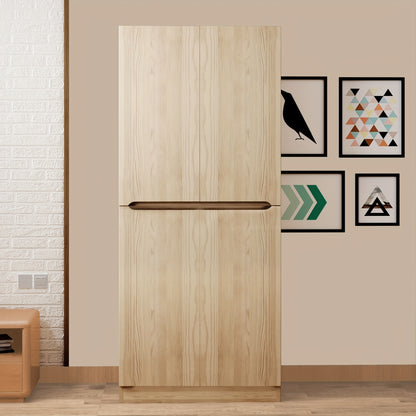 Opbergkast voor in de hal – Halmeubel – Entreekast – Kast met vakken – Modern halmeubel – Wit – Bamboe materiaal – 70 x 40 x 170 cm – Dubbele deuren met kleine compartimenten