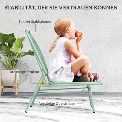 Outsunny 3pcs bistro set made of steel, weatherproof garden furniture set with bistro table, ergonomic shell-shaped garden chairs, outdoor balcony furniture set, seating group, balcony set, garden set, green,  Outdoor Seating