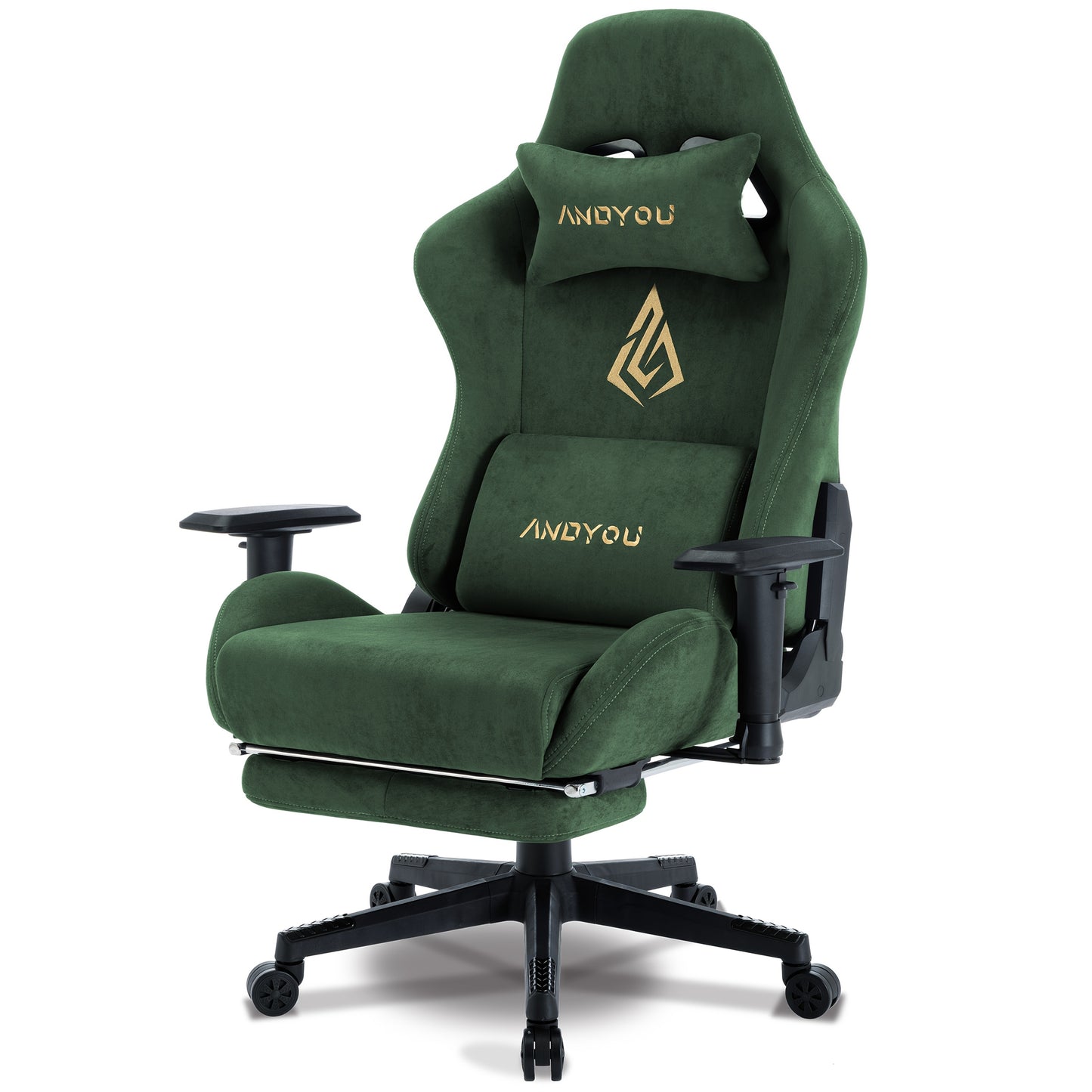Ergonomic Gaming Chair with Footrest & Lumbar Support - Adjustable Height, 360° Swivel, Manual Recline Handle, Thickened PU Cushioned Seat & Backrest, Breathable Mesh-like Open Back Design, Heavy-Duty Metal Frame - Racing St