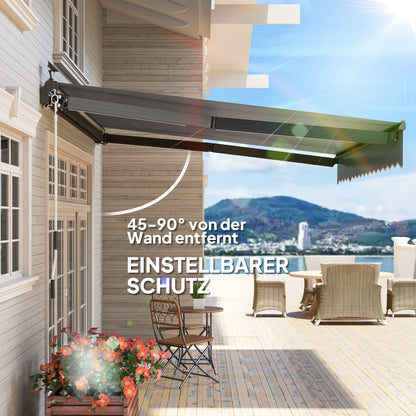 Zonnekap – Zonnescherm – Zonwering – Luifel – Knikarmzonnescherm – Grijs – UPF 50+ UV-Bescherming – Solar LED-Verlichting – 400 cm Breed