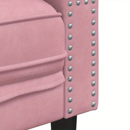 2-zits bank – 2-zitsbank – loveseat – zitbank – tweezits sofa – Chesterfield design – roze velvet stof – vlekbestendig en hypoallergeen – makkelijk schoon te maken