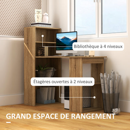 Computertafel – Bureau – Werkplek – Computermeubel – Hoekbureau – Met Opbergrekken – Hoogwaardige Eiken Fineer – 120x55x120 cm