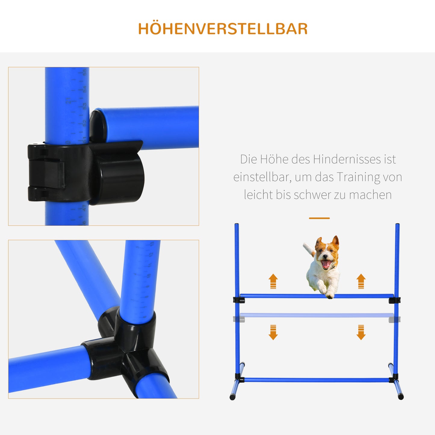 4-delig Agility Trainingsset voor Honden – Hindernisbaan Set – Springset – Behendigheid Set – Slalom Set – Verstelbare Hoogte – Inclusief Draagtas