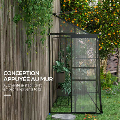 Kweekkas – Tuinkas – Kweekkas Achterkant – Mini Kas – Plantenkas – Aluminium Frame – Dubbelwandig Polycarbonaat – Schuifdeur – Verstelbare Dakventilatie