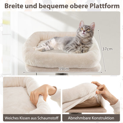 Krabpaal – Kattenboom – Kattenhuis – Kattenmeubel – Klimpaal – 171 cm Hoog – Grote Condo Met Afneembare Kussens – Sisal Krabpanelen
