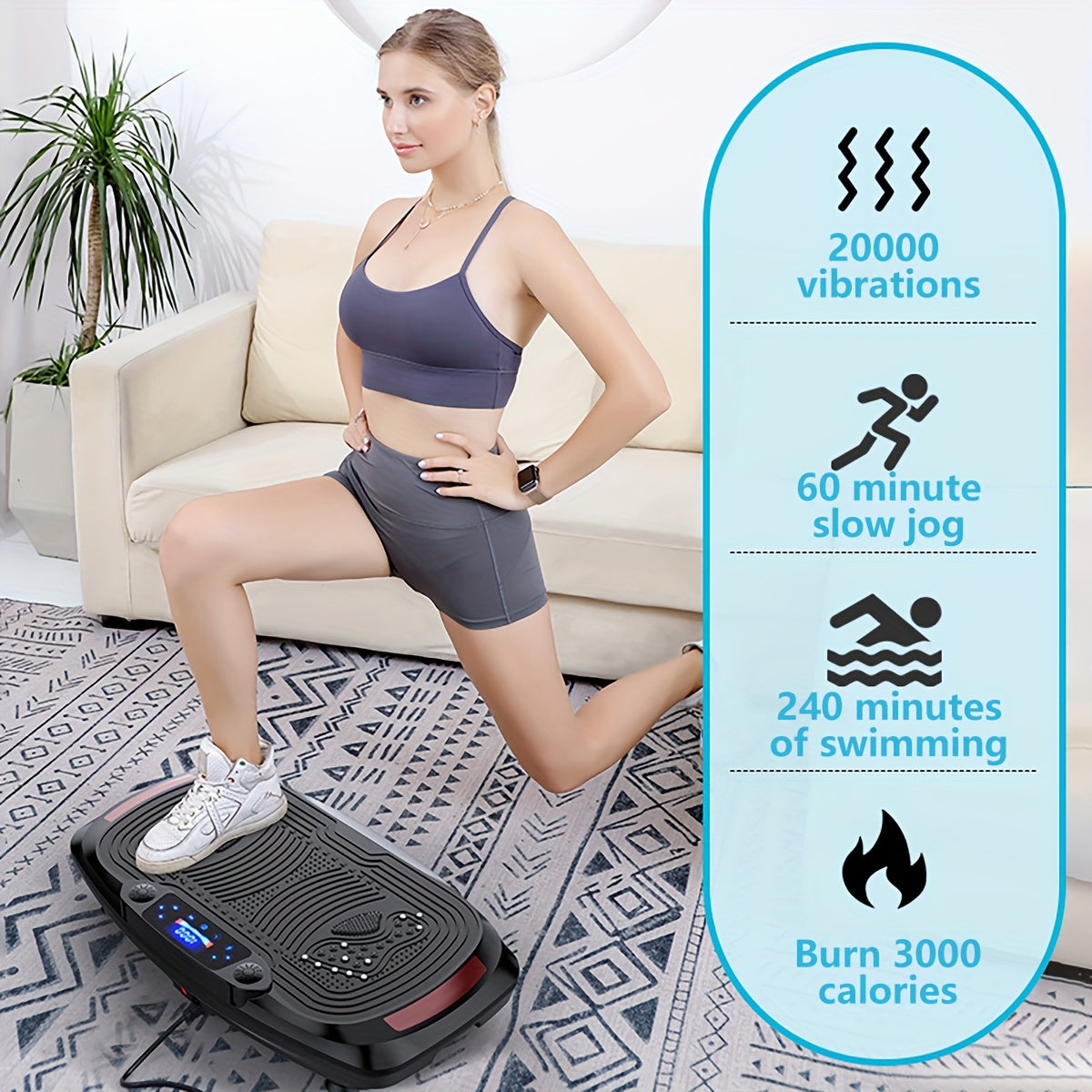 Trilplaat – Vibration Plate – Fitness Machine – Slankapparaat – Trainingsapparaat – 120 Snelheden Touchbediening – Mute Motor 200kg Max Belastbaar – Zwart