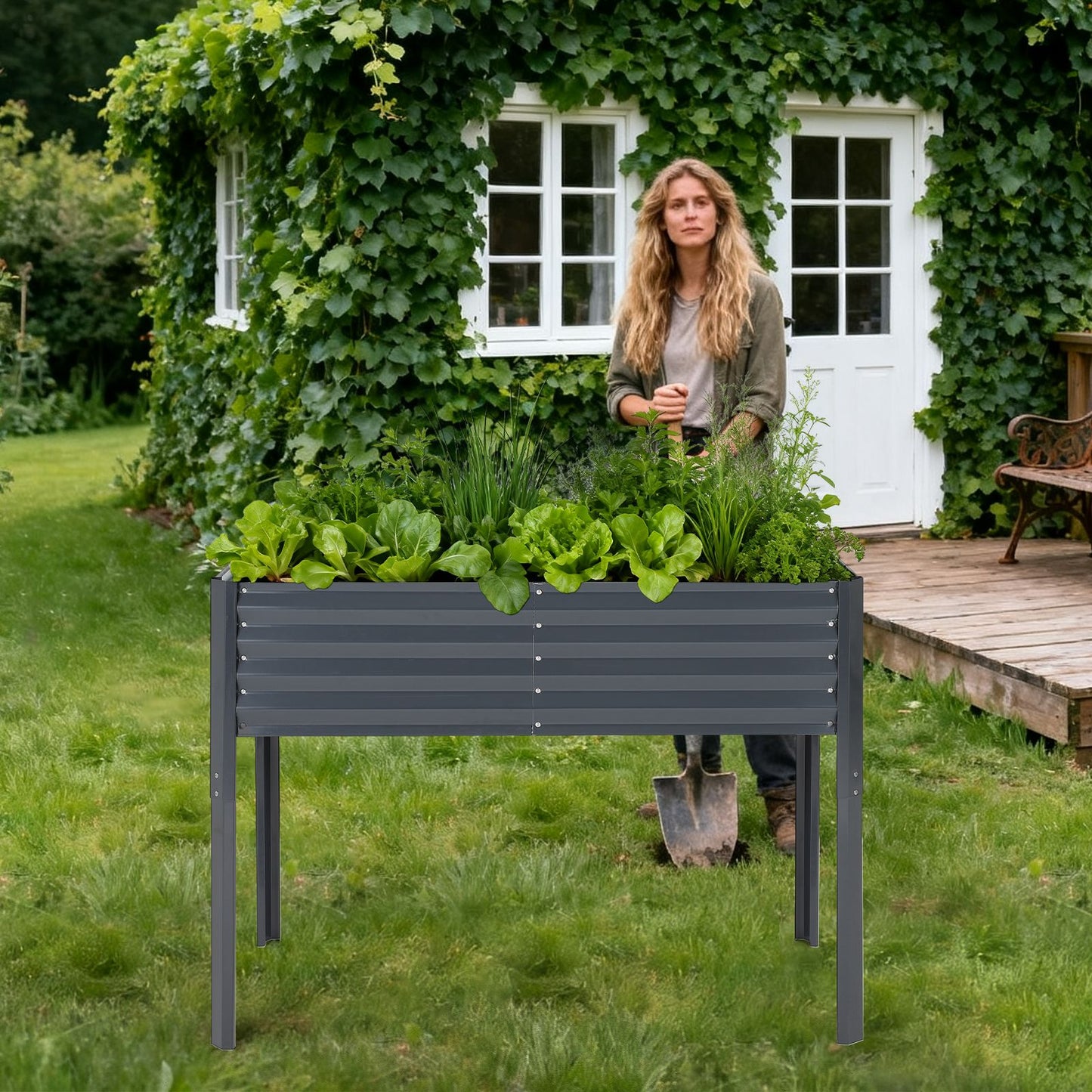 Verhoogde Tuinbak – Moestuinbak – Bloembak – Kruidenbak – Plantbak – Gegalvaniseerd Metaal – Vrijstaand – 120x60x90 cm – Roestbestendig – Eenvoudige Montage
