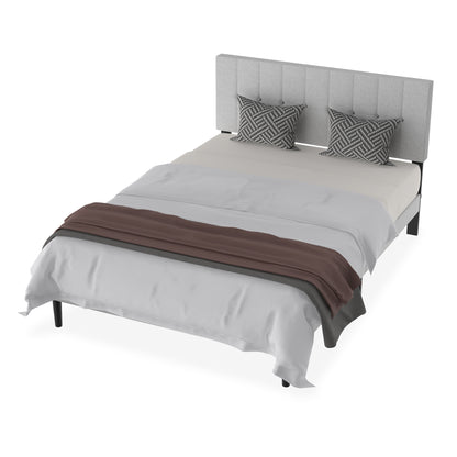 Bedframe – Bed – Bedframe Gestoffeerd – Slaapkamerbed – Linnen Bed – Lichtgrijs – 160x200 cm – Stevig Metalen Frame – 12 Lattenbodem