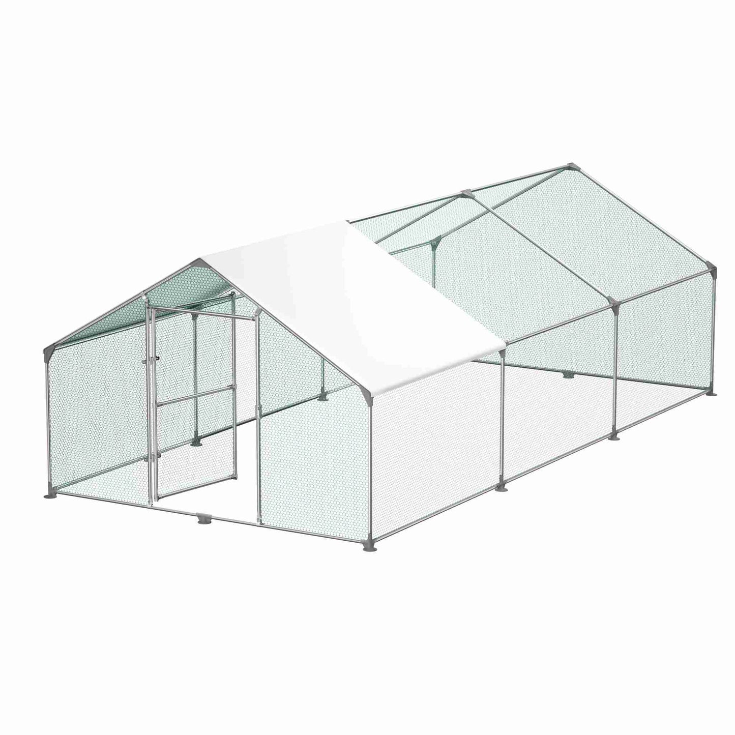 Kippenren – Kippenhok – Buitenren – Pluimveestal – Dierenren – Extra Groot 3x6x2m – Gegalvaniseerd Stalen Frame – PE Dak – Veilig & Ventilerend