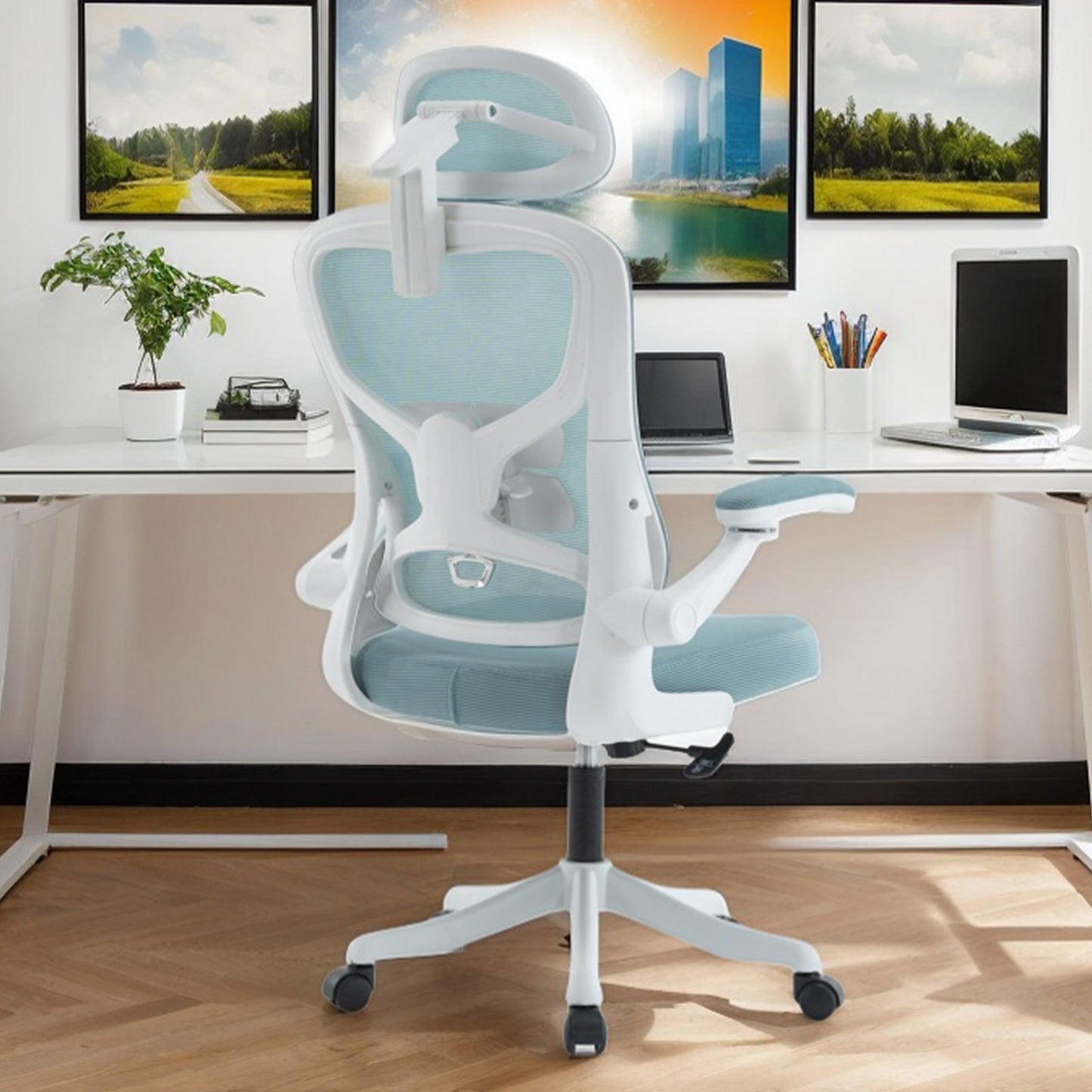 Ergonomic Office Chair, Desk Chair with Adjustable Headrest, Armrests, Lumbar Support, Swivel Chair, Rocker Function, Mesh Executive Chair, Back-Friendly, Office Chair 150 kg