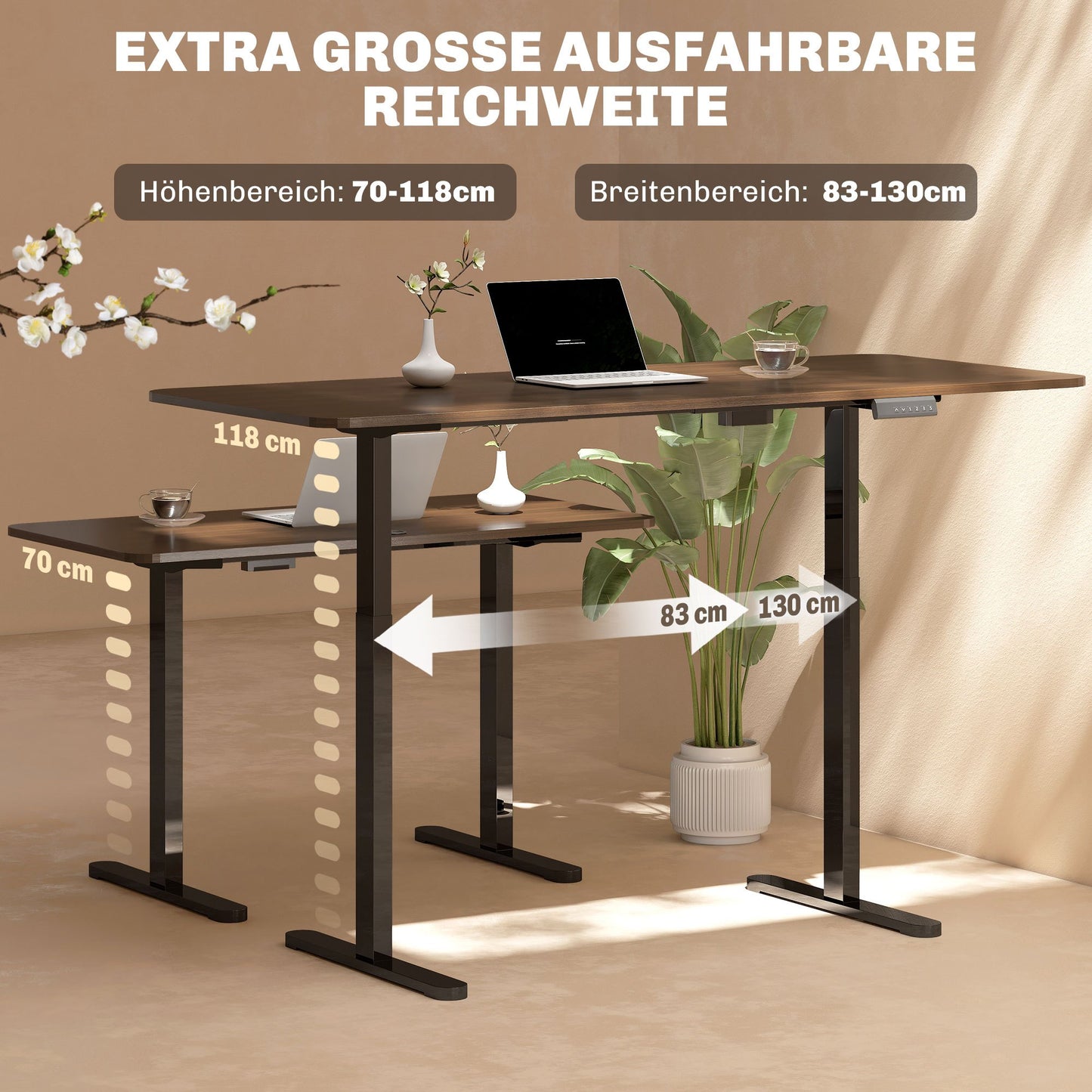 Elektrisch Verstelbaar Bureauframe – Zit Sta Bureauframe – Hoogte Verstelbaar Bureau – Bureauonderstel Elektrisch – Stalen Bureauframe Zwart – Geheugenfunctie Met 4 Instellingen – Stil En Energiezuinig