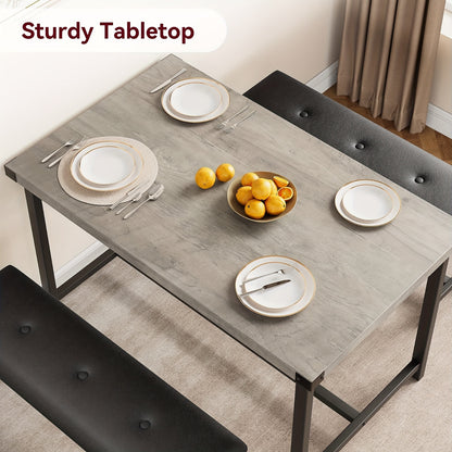 Eethoek – Eettafelset – Keukentafel – Tafel Met Banken – Bistroset – Compact En Ruimtebesparend – Zwarte Vintage Afwerking
