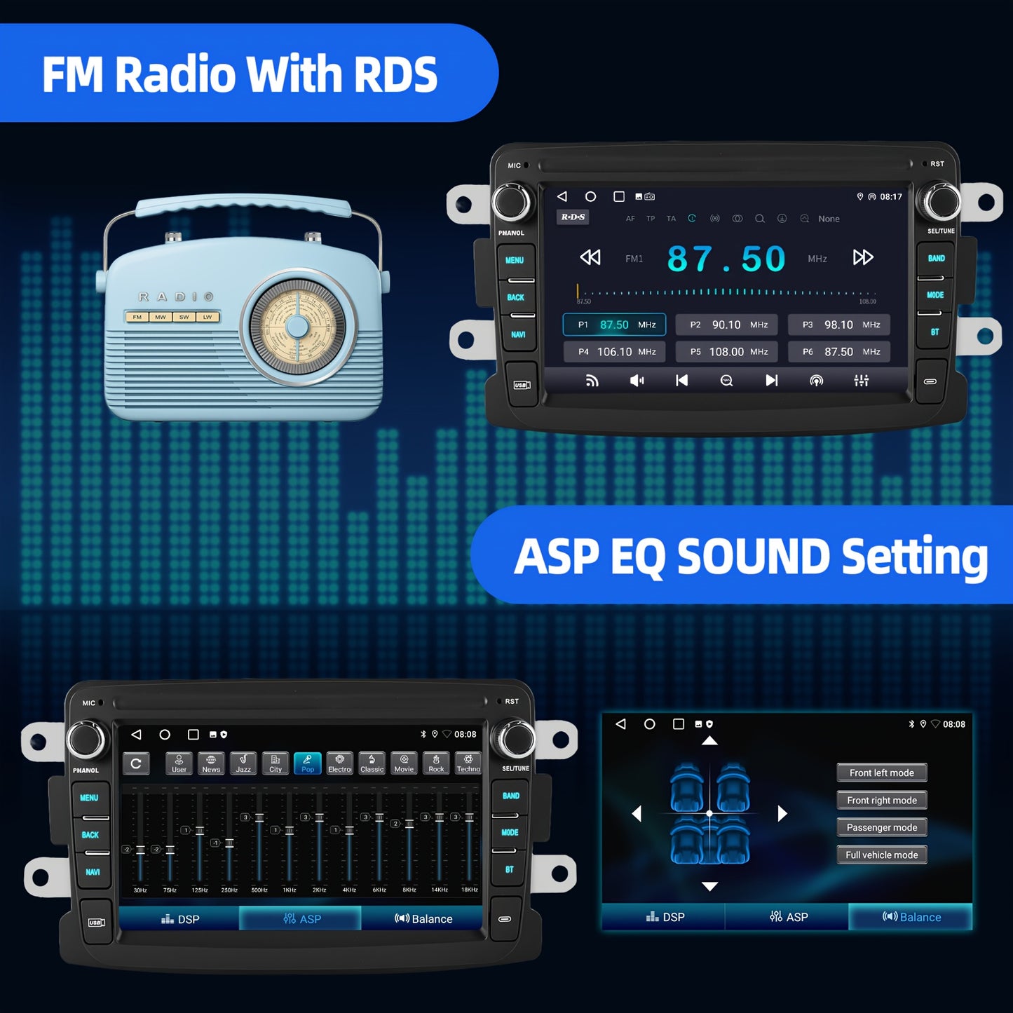 Multifunctionele Auto Radio – Autoradio – Multimedia Speler – Navigatiesysteem – Touchscreen Radio – 7 Inch HD Scherm – Android 15 OS – Draadloze CarPlay & Android Auto