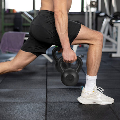 26 kg Kettlebell – Gewicht – Dumbbell – Fitnessgewicht – Gietijzeren Halter – Gietijzer – Ergonomisch Handvat – Vlakke Onderkant
