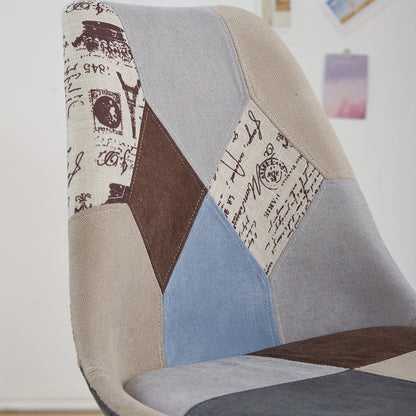 Eetkamerstoel – Keukenstoel – Stoel – Kuipstoel – Bureaustoel – Patchwork Bekleding – Beukenhouten Poten – Ergonomisch Design – Geschikt Tot 100 kg