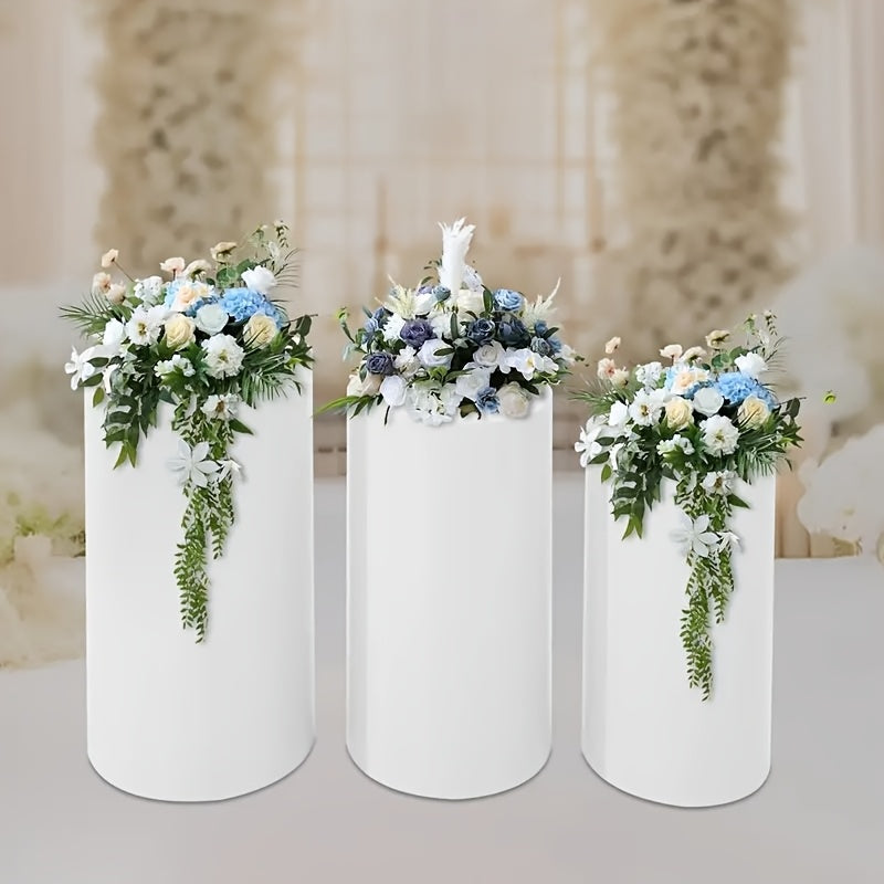 Displaystandaard – Presentatierek – Voetstuk – Podium – Cilindrisch – Set Van 3 – Metaal Wit – Draagkracht 20-30kg – Stabiel En Duurzaam
