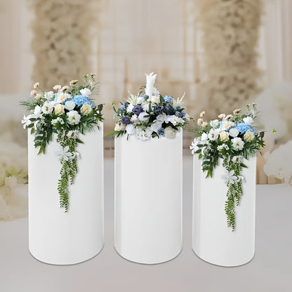 Displaystandaard – Presentatierek – Voetstuk – Podium – Cilindrisch – Set Van 3 – Metaal Wit – Draagkracht 20-30kg – Stabiel En Duurzaam