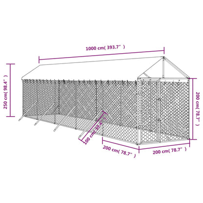 Buitenren Hondenren Dierenren Hondenhok Kippenren – 2x10x2,5 Meter – Gegalvaniseerd Staal & Waterdicht Dak