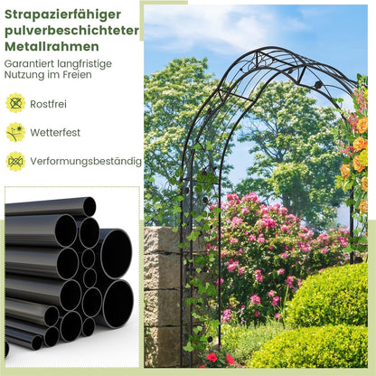 Rozenboog – Tuinboog – Klimboog – Plantenboog – Klimsteun – Zwart Metaal – 150 x 40,5 x 251,5 cm – Twee Halve Bogen