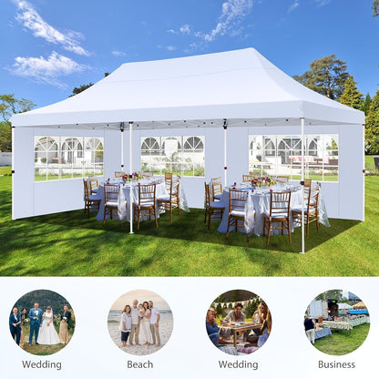 Pop-up Partytent – Evenemententent – Vouwtent – Markttent – Beschuttingstent – Khaki – 3x6 Meter Ruim – 6 Afneembare Zijwanden