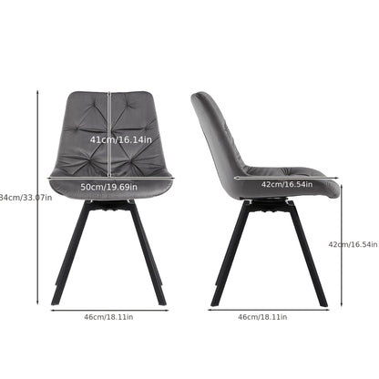 Velvet Draaistoel – Eetkamerstoel – Bureaustoel – Stoel Zonder Armleuning – Draaibare Stoel – Set Van 2 – 360° Draaibaar – Bezaaid Met Comfortabel Memory Foam